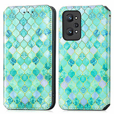 Custodia Portafoglio In Pelle Fantasia Modello Cover con Supporto S02D per Realme GT Neo 3T 5G Verde