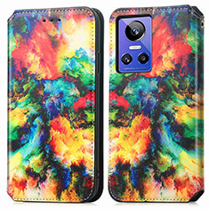 Custodia Portafoglio In Pelle Fantasia Modello Cover con Supporto S02D per Realme GT Neo3 5G Multicolore