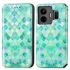 Custodia Portafoglio In Pelle Fantasia Modello Cover con Supporto S02D per Realme GT Neo5 240W 5G Verde