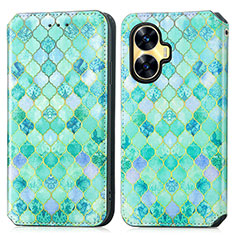 Custodia Portafoglio In Pelle Fantasia Modello Cover con Supporto S02D per Realme Narzo N55 Verde