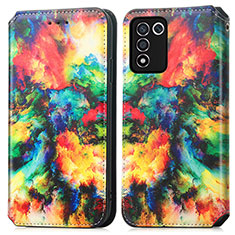 Custodia Portafoglio In Pelle Fantasia Modello Cover con Supporto S02D per Realme Q3s 5G Multicolore