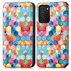 Custodia Portafoglio In Pelle Fantasia Modello Cover con Supporto S02D per Samsung Galaxy A03s Multicolore