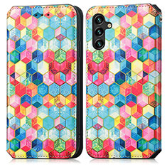 Custodia Portafoglio In Pelle Fantasia Modello Cover con Supporto S02D per Samsung Galaxy A04s Multicolore