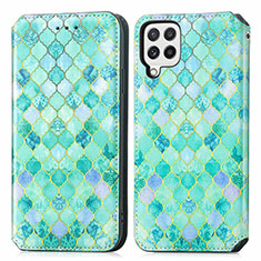 Custodia Portafoglio In Pelle Fantasia Modello Cover con Supporto S02D per Samsung Galaxy A22 4G Verde