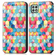 Custodia Portafoglio In Pelle Fantasia Modello Cover con Supporto S02D per Samsung Galaxy A22s 5G Multicolore