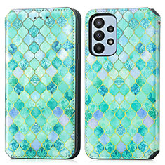 Custodia Portafoglio In Pelle Fantasia Modello Cover con Supporto S02D per Samsung Galaxy A23 4G Verde