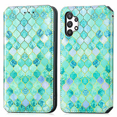 Custodia Portafoglio In Pelle Fantasia Modello Cover con Supporto S02D per Samsung Galaxy A32 4G Verde