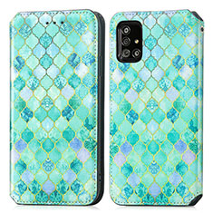 Custodia Portafoglio In Pelle Fantasia Modello Cover con Supporto S02D per Samsung Galaxy A51 5G Verde