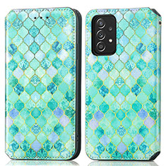 Custodia Portafoglio In Pelle Fantasia Modello Cover con Supporto S02D per Samsung Galaxy A72 4G Verde