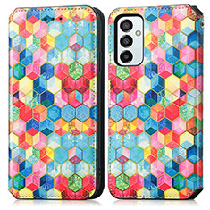 Custodia Portafoglio In Pelle Fantasia Modello Cover con Supporto S02D per Samsung Galaxy F23 5G Multicolore