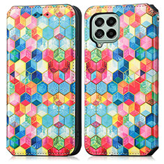 Custodia Portafoglio In Pelle Fantasia Modello Cover con Supporto S02D per Samsung Galaxy M53 5G Multicolore