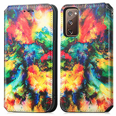 Custodia Portafoglio In Pelle Fantasia Modello Cover con Supporto S02D per Samsung Galaxy S20 FE 5G Multicolore