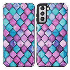 Custodia Portafoglio In Pelle Fantasia Modello Cover con Supporto S02D per Samsung Galaxy S21 Plus 5G Viola