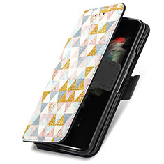 Custodia Portafoglio In Pelle Fantasia Modello Cover con Supporto S02D per Samsung Galaxy Z Fold3 5G Bianco