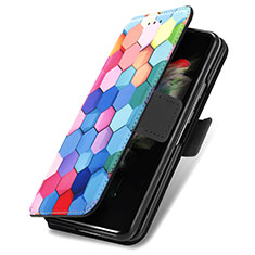 Custodia Portafoglio In Pelle Fantasia Modello Cover con Supporto S02D per Samsung Galaxy Z Fold3 5G Colorato