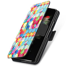 Custodia Portafoglio In Pelle Fantasia Modello Cover con Supporto S02D per Samsung Galaxy Z Fold4 5G Multicolore