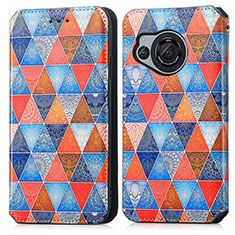 Custodia Portafoglio In Pelle Fantasia Modello Cover con Supporto S02D per Sharp Aquos R8 Marrone