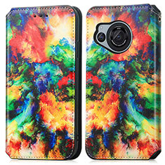 Custodia Portafoglio In Pelle Fantasia Modello Cover con Supporto S02D per Sharp Aquos R8 Multicolore