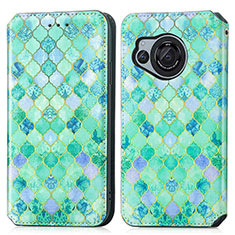 Custodia Portafoglio In Pelle Fantasia Modello Cover con Supporto S02D per Sharp Aquos R8 Verde