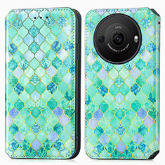 Custodia Portafoglio In Pelle Fantasia Modello Cover con Supporto S02D per Sharp Aquos R8s Pro Verde