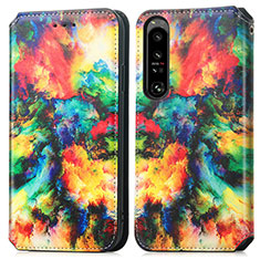 Custodia Portafoglio In Pelle Fantasia Modello Cover con Supporto S02D per Sony Xperia 1 IV Multicolore