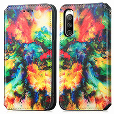 Custodia Portafoglio In Pelle Fantasia Modello Cover con Supporto S02D per Sony Xperia 10 IV SOG07 Multicolore