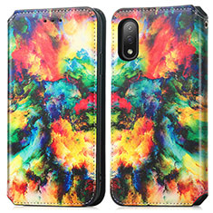 Custodia Portafoglio In Pelle Fantasia Modello Cover con Supporto S02D per Sony Xperia Ace II SO-41B Multicolore