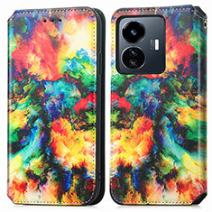 Custodia Portafoglio In Pelle Fantasia Modello Cover con Supporto S02D per Vivo iQOO Z6 Lite 5G Multicolore