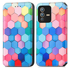 Custodia Portafoglio In Pelle Fantasia Modello Cover con Supporto S02D per Vivo V23 Pro 5G Colorato