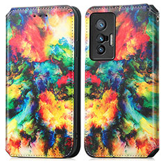 Custodia Portafoglio In Pelle Fantasia Modello Cover con Supporto S02D per Vivo X70t Multicolore