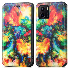 Custodia Portafoglio In Pelle Fantasia Modello Cover con Supporto S02D per Vivo Y10 Multicolore