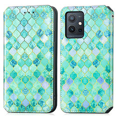 Custodia Portafoglio In Pelle Fantasia Modello Cover con Supporto S02D per Vivo Y55s 5G Verde