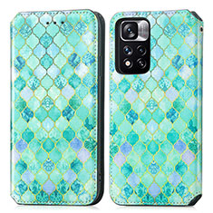 Custodia Portafoglio In Pelle Fantasia Modello Cover con Supporto S02D per Xiaomi Mi 11i 5G (2022) Verde