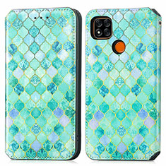 Custodia Portafoglio In Pelle Fantasia Modello Cover con Supporto S02D per Xiaomi POCO C31 Verde