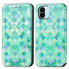 Custodia Portafoglio In Pelle Fantasia Modello Cover con Supporto S02D per Xiaomi Poco C50 Verde