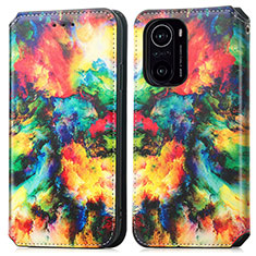 Custodia Portafoglio In Pelle Fantasia Modello Cover con Supporto S02D per Xiaomi Poco F3 5G Multicolore