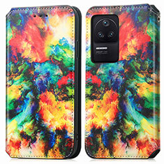 Custodia Portafoglio In Pelle Fantasia Modello Cover con Supporto S02D per Xiaomi Poco F4 5G Multicolore