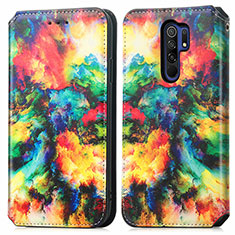 Custodia Portafoglio In Pelle Fantasia Modello Cover con Supporto S02D per Xiaomi Poco M2 Multicolore