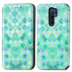 Custodia Portafoglio In Pelle Fantasia Modello Cover con Supporto S02D per Xiaomi Poco M2 Verde