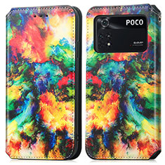 Custodia Portafoglio In Pelle Fantasia Modello Cover con Supporto S02D per Xiaomi Poco M4 Pro 4G Multicolore