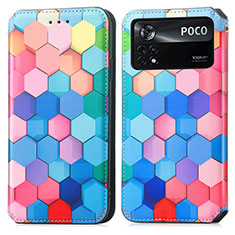 Custodia Portafoglio In Pelle Fantasia Modello Cover con Supporto S02D per Xiaomi Poco X4 Pro 5G Colorato