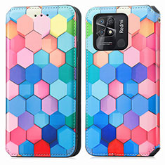 Custodia Portafoglio In Pelle Fantasia Modello Cover con Supporto S02D per Xiaomi Redmi 10 India Colorato