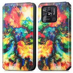 Custodia Portafoglio In Pelle Fantasia Modello Cover con Supporto S02D per Xiaomi Redmi 10 Power Multicolore