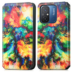 Custodia Portafoglio In Pelle Fantasia Modello Cover con Supporto S02D per Xiaomi Redmi 12C 4G Multicolore