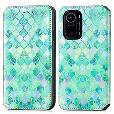 Custodia Portafoglio In Pelle Fantasia Modello Cover con Supporto S02D per Xiaomi Redmi K40 5G Verde