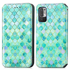 Custodia Portafoglio In Pelle Fantasia Modello Cover con Supporto S02D per Xiaomi Redmi Note 10 JE 5G Verde