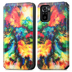 Custodia Portafoglio In Pelle Fantasia Modello Cover con Supporto S02D per Xiaomi Redmi Note 10S 4G Multicolore