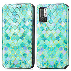 Custodia Portafoglio In Pelle Fantasia Modello Cover con Supporto S02D per Xiaomi Redmi Note 11 SE 5G Verde