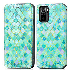 Custodia Portafoglio In Pelle Fantasia Modello Cover con Supporto S02D per Xiaomi Redmi Note 11 SE India 4G Verde