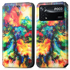 Custodia Portafoglio In Pelle Fantasia Modello Cover con Supporto S02D per Xiaomi Redmi Note 11E Pro 5G Multicolore